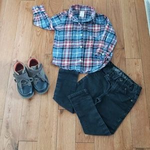 Flannel button up with skinny jeans